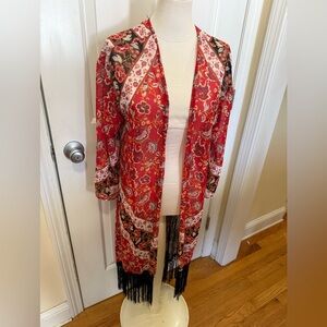Xhilaration Red Floral Kimono
